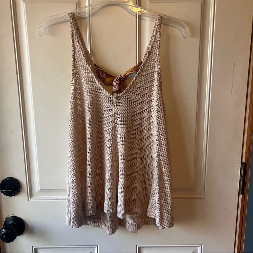Blu Pepper Beige Knit Tank Top beach vacation Y2K